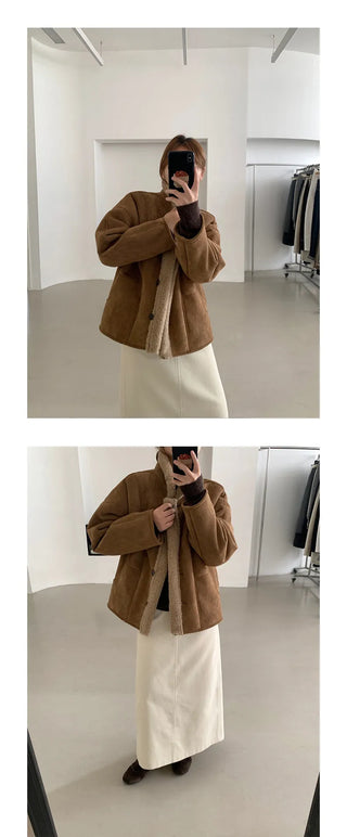 suede fur coat