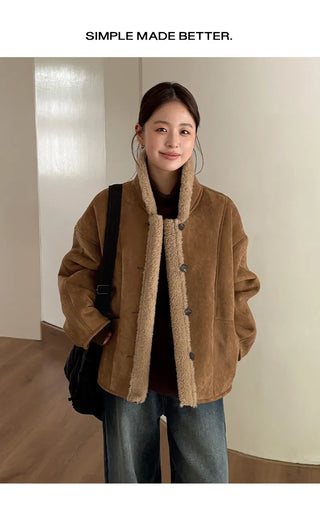 suede fur coat