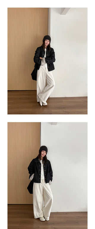 striped denim jacket