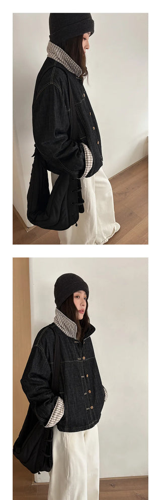 striped denim jacket