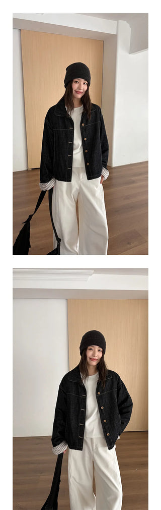 striped denim jacket