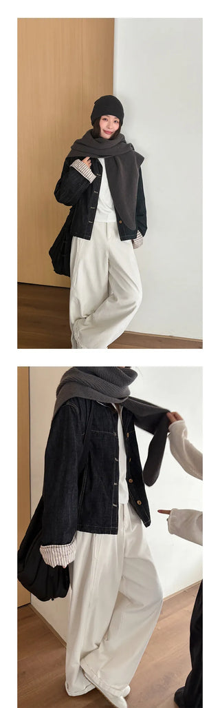 striped denim jacket