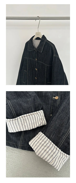 striped denim jacket