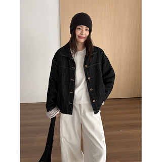 striped denim jacket