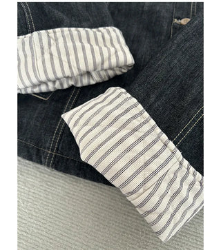 striped denim jacket