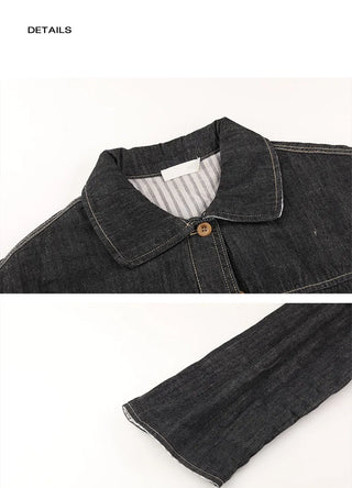 striped denim jacket