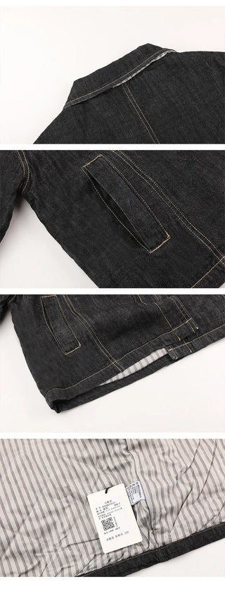 striped denim jacket