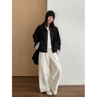 striped denim jacket