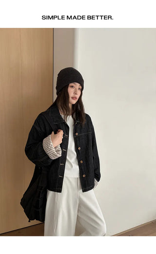 striped denim jacket