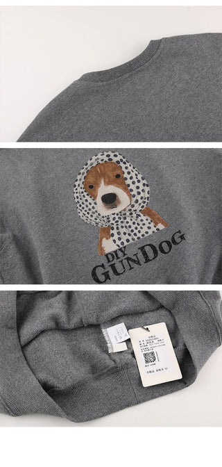 puppy print sweater