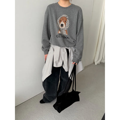 puppy print sweater