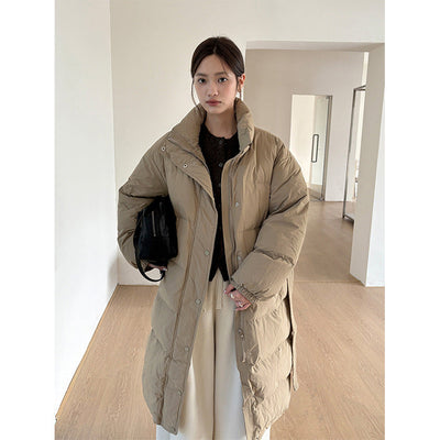 belted down coat
