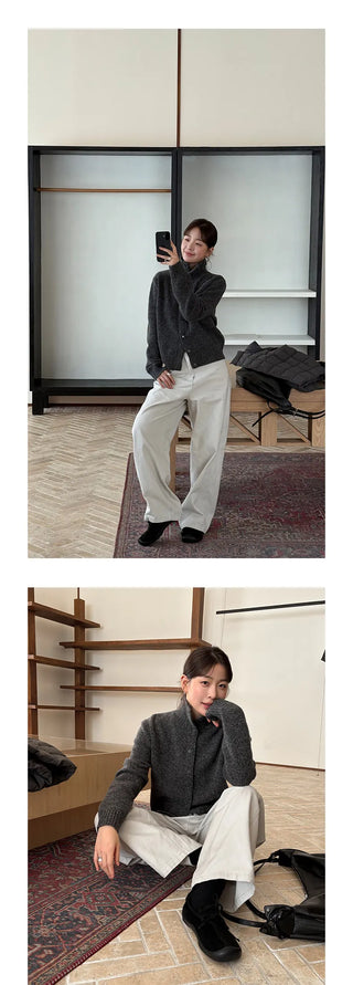 turtleneck knit cardigan