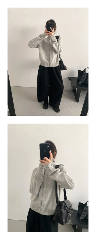 turtleneck knit cardigan