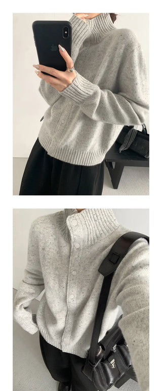 turtleneck knit cardigan