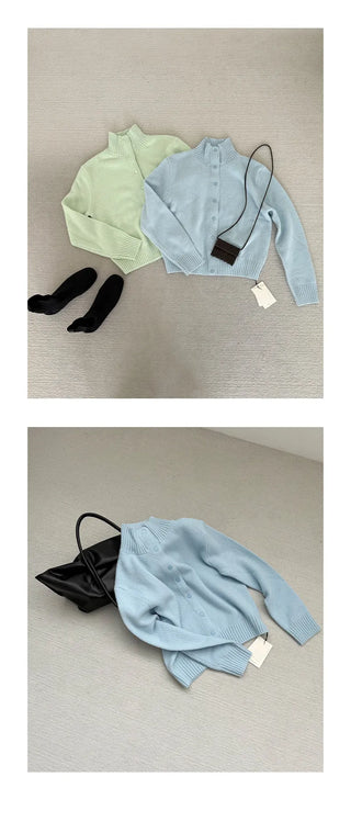 turtleneck knit cardigan