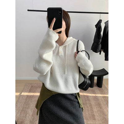 knit pullover hoodie