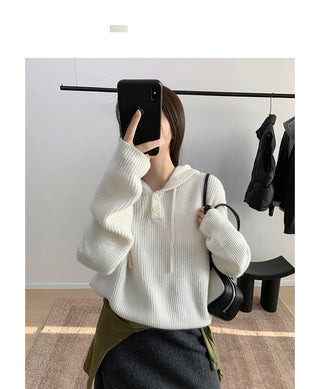 knit pullover hoodie