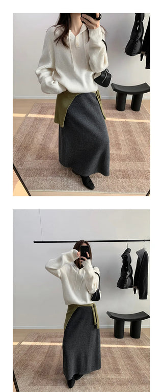 knit pullover hoodie