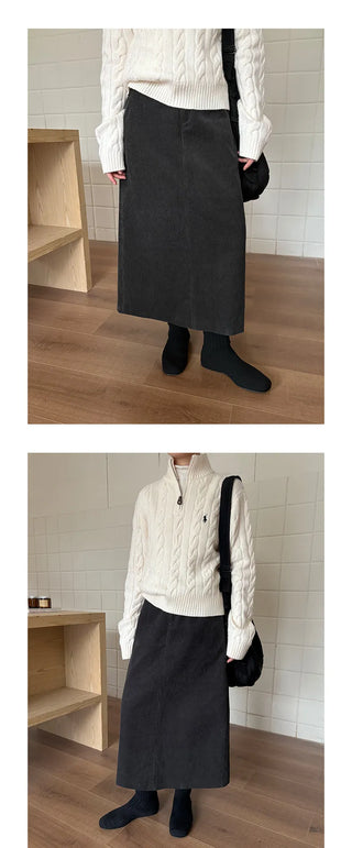 corduroy straight skirt