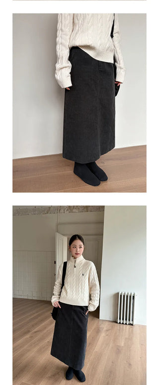 corduroy straight skirt