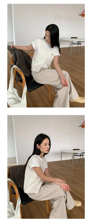 letter embroidery vest