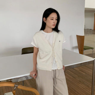 letter embroidery vest