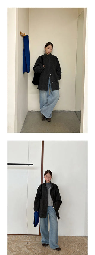 woolen puffer jacket