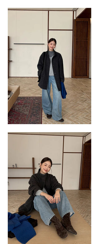 woolen puffer jacket