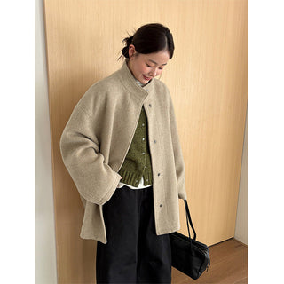 woolen puffer jacket