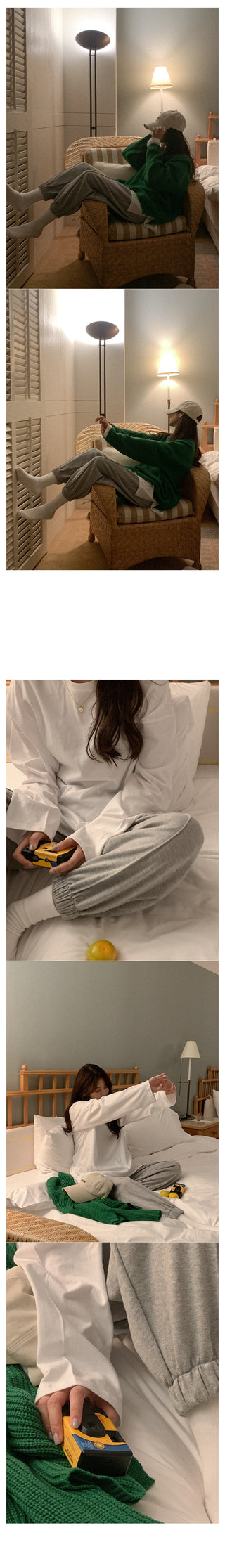 Slit long-sleeved T-shirt