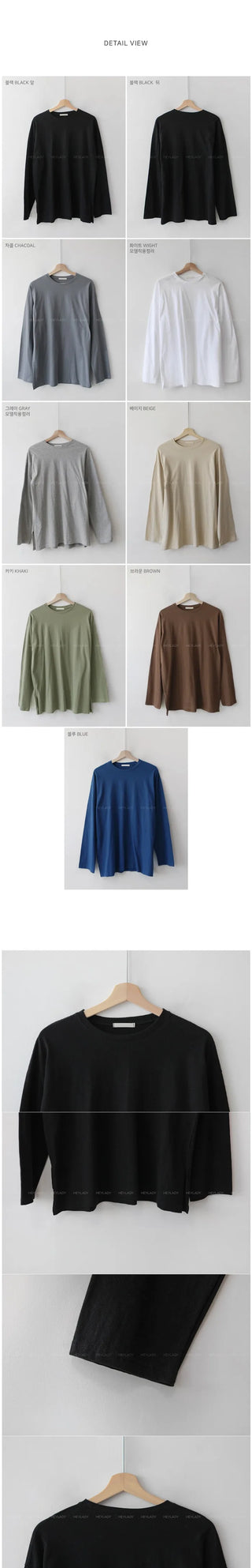 Slit long-sleeved T-shirt