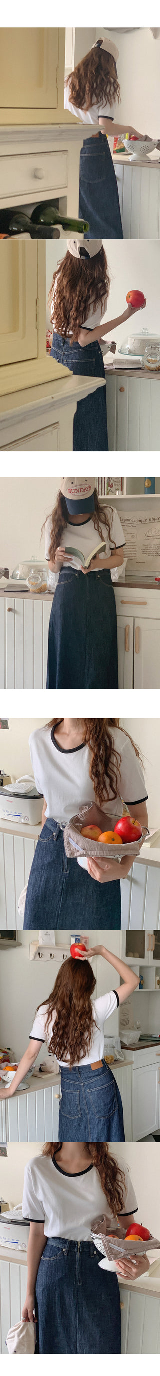 Color-block cropped t-shirt