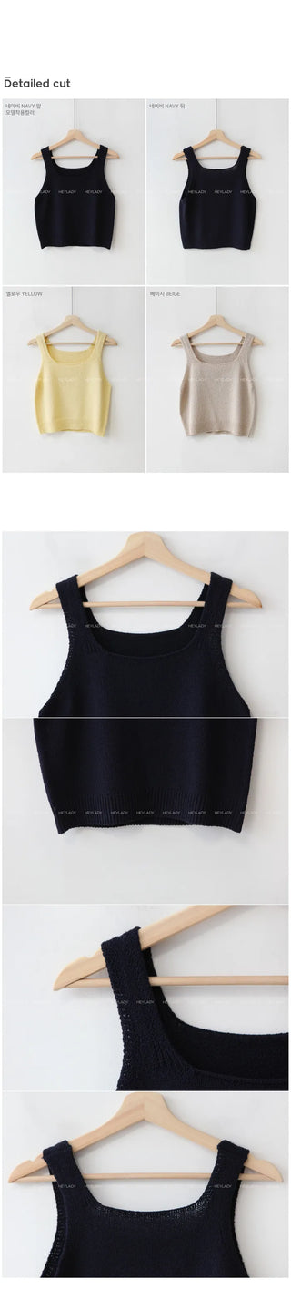 Square knit sleeveless top
