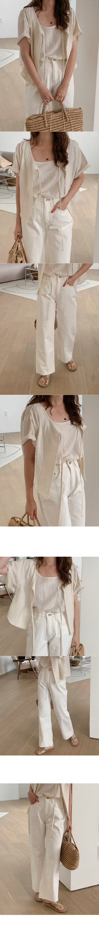 Linen sleeveless cardigan set