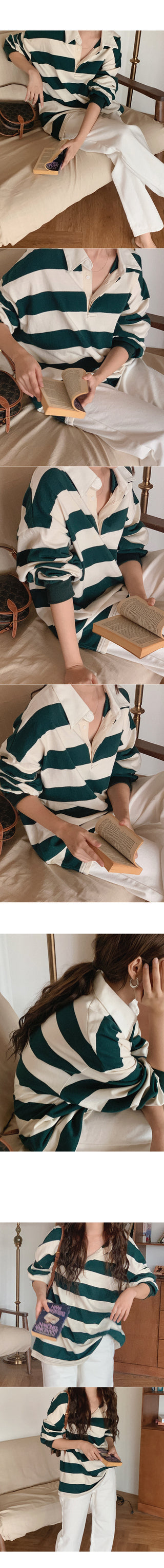 Cotton striped oversized T-shirt