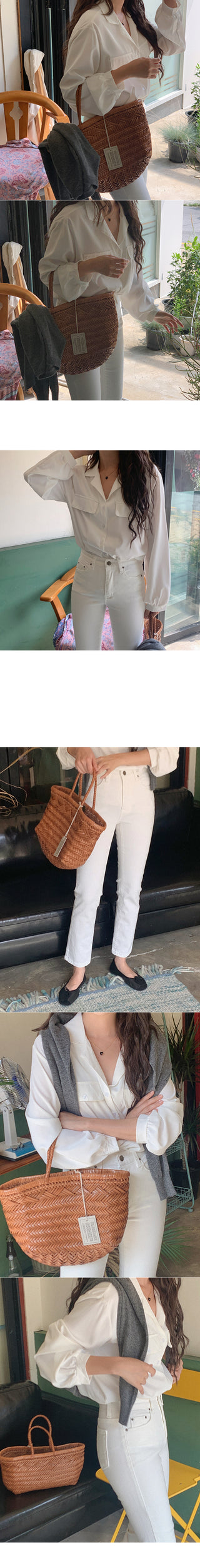 Open-collar pocket blouse