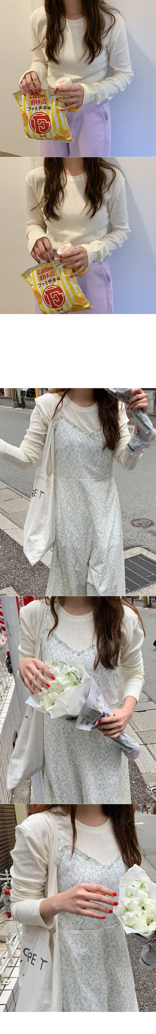 Eyelet punched long-sleeved T-shirt