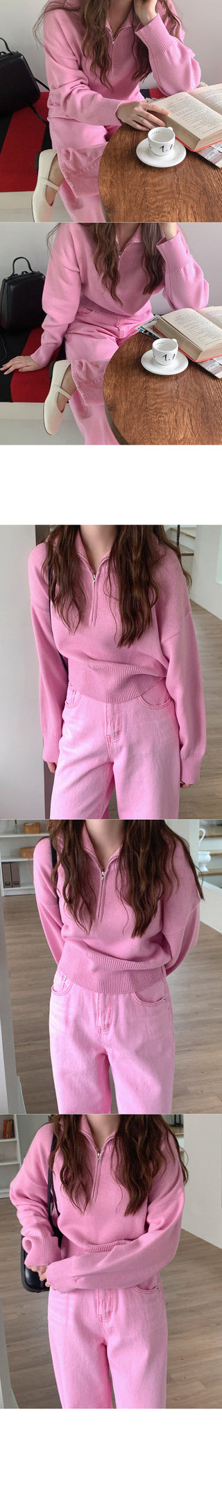 Half-zip knit top