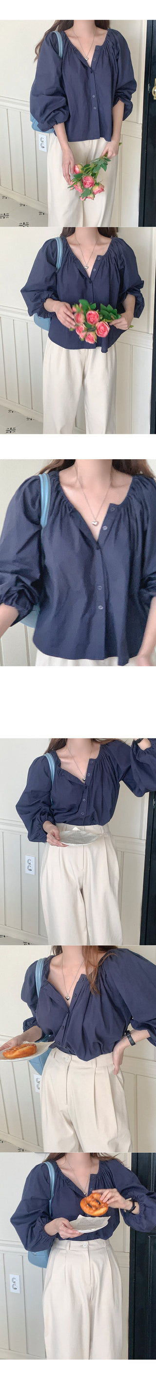 Shirred blouse top
