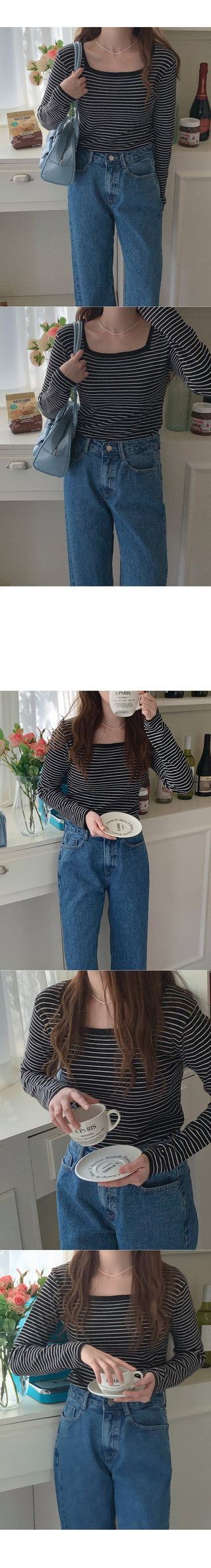 Square neck knit top