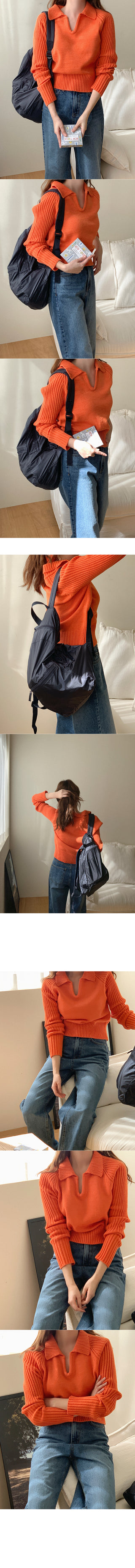 Ribbed Collar Knit Top