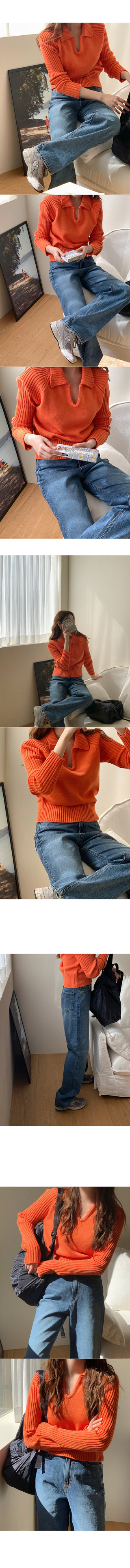 Ribbed Collar Knit Top