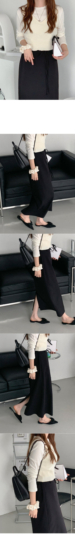 V-neck knit vest