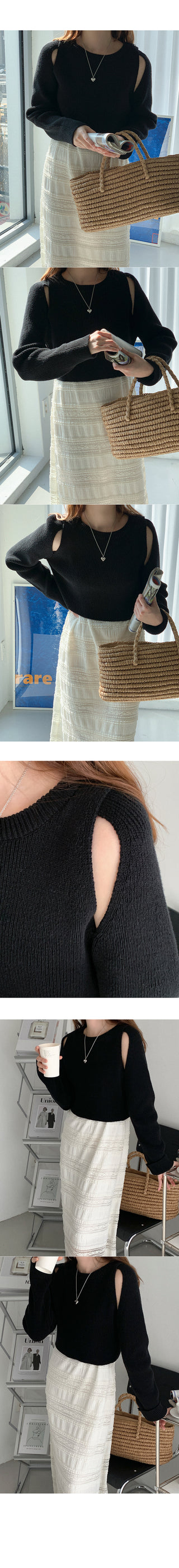Slit Cropped Knit Top