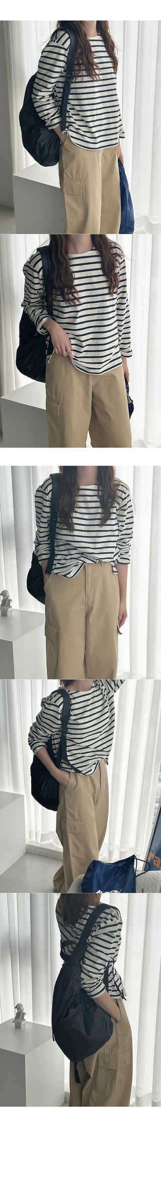 Striped long-sleeved T-shirt