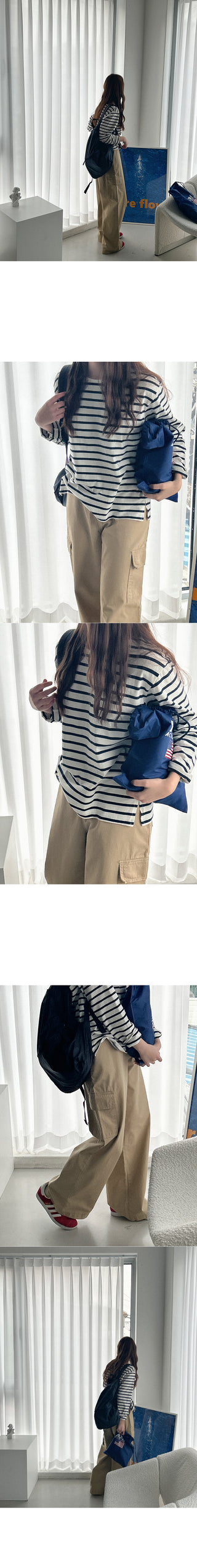 Striped long-sleeved T-shirt