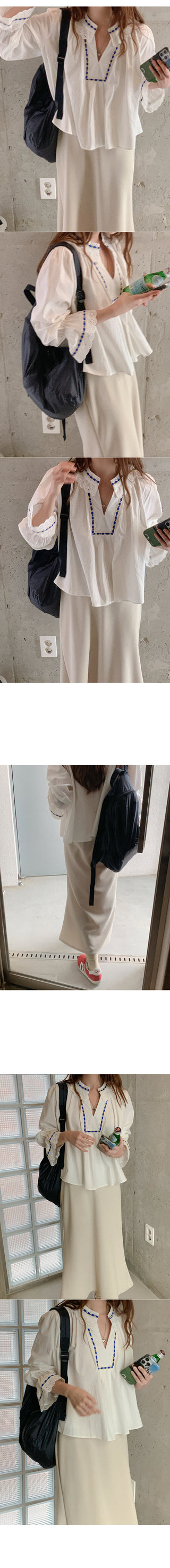 Lace-trimmed blouse top