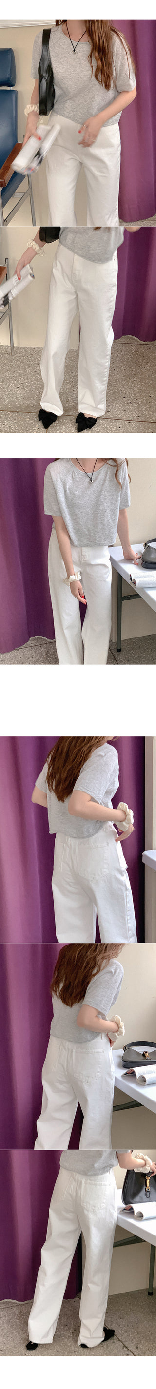 Cropped short-sleeved knit