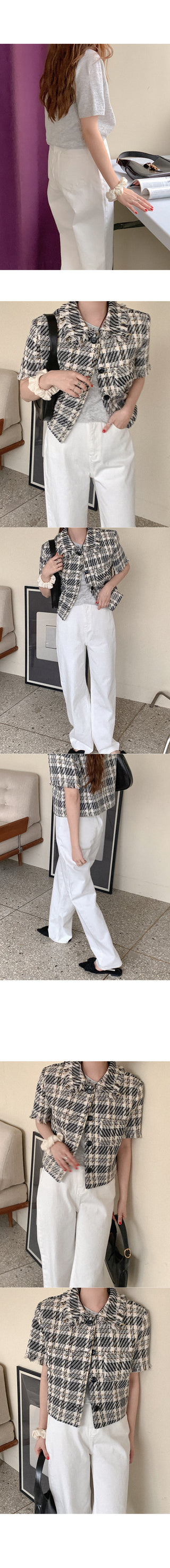Cropped short-sleeved knit